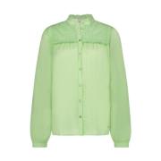 Groene Blouse met Ruches en Openwork Details Fabienne Chapot , Green ,...