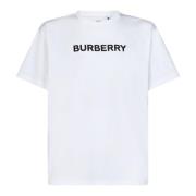 Witte Geribbelde Crewneck T-shirts en Polos Burberry , White , Heren