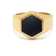 Hexagon Onyx Gouden Ring Nialaya , Yellow , Heren