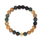 Men's Wristband with Jasper, Lava Stone, Matte Aquatic Agate and Gold ...