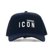 Mini Icon Baseball Cap in Middernachtblauw Katoen Dsquared2 , Blue , H...