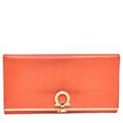 Pre-owned Leather wallets Salvatore Ferragamo Pre-owned , Orange , Dam...