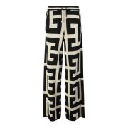 Monogram zachte wijde broek Balmain , Multicolor , Dames