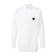 Zwarte hart geborduurde shirt Comme des Garçons Play , White , Heren