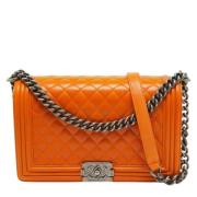 Pre-owned Leather chanel-bags Chanel Vintage , Orange , Dames