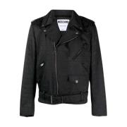 Bikerjack met reliëflogo Moschino , Black , Heren