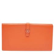 Pre-owned Leather wallets Chanel Vintage , Orange , Dames