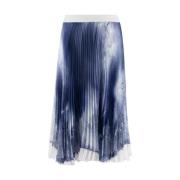 Gedrukte Geplooide Midi Rok Ermanno Scervino , Blue , Dames