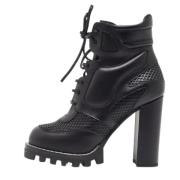 Pre-owned Leather boots Louis Vuitton Vintage , Black , Dames