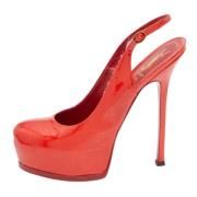 Pre-owned Leather heels Yves Saint Laurent Vintage , Orange , Dames