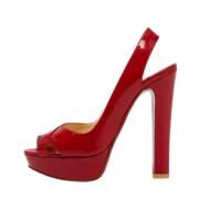 Pre-owned Leather sandals Christian Louboutin Pre-owned , Red , Dames