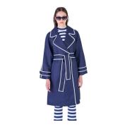 Trenchcoat met Contrasterende Randen Silvian Heach , Blue , Dames