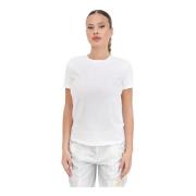 Dames Wit Logo Strass T-shirt Elisabetta Franchi , White , Dames