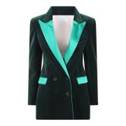 Velvet Dubbelrij Blazer Hebe Studio , Green , Dames