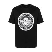 Katoenen Logo Print T-Shirt Balmain , Black , Heren