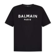 T-shirt met logo Balmain , Black , Heren