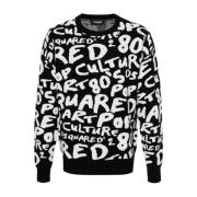 Zwart/Wit Crew-Neck Sweater Dsquared2 , Multicolor , Heren