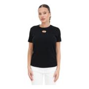Zwarte T-shirts en Polos met Gouden Logo Detail Elisabetta Franchi , B...