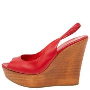 Pre-owned Leather sandals Sergio Rossi Pre-owned , Red , Dames
