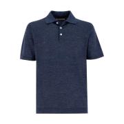 Koele Gebreide Polo Shirt Brunello Cucinelli , Blue , Heren