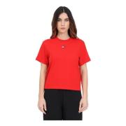 Rode Logo T-shirt voor dames Tommy Jeans , Red , Dames