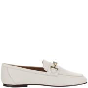 Leren Loafer met Horsebit Detail Tod's , White , Dames