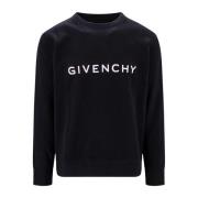 Zwarte Katoenen Sweatshirt met Logo Print Givenchy , Black , Heren