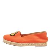 Pre-owned Canvas flats Christian Louboutin Pre-owned , Orange , Dames