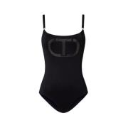 Zwart zeekleding met Oval T grafisch Twinset , Black , Dames