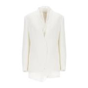 Witte Viscose Jas met Messingdetails Brunello Cucinelli , White , Dame...