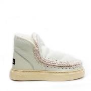 Bold Sneakerlaars van Omgekeerd Schapenleer en Leer Mou , White , Dame...