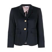 Navyblauwe Wol Gabardine Jas Thom Browne , Blue , Dames