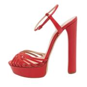 Pre-owned Leather sandals Casadei Pre-owned , Red , Dames