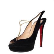 Pre-owned Suede heels Christian Louboutin Pre-owned , Black , Dames