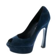 Pre-owned Suede heels Yves Saint Laurent Vintage , Blue , Dames