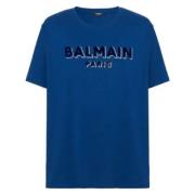Navyblauw Organisch Katoenen T-Shirt Balmain , Blue , Heren