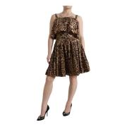 Leopard Print A-Lijn Jurk Dolce & Gabbana , Brown , Dames