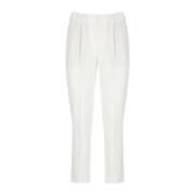 Witte Zijden Broek met Elastische Taille Brunello Cucinelli , White , ...