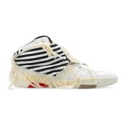 Smith Leren Sneakers met Geperforeerd Detail Saint Laurent , White , H...