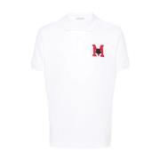 Logo Pique Polo Shirt met Applicatie Moncler , White , Heren