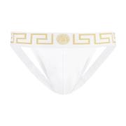 Greca Jockstrap met Medusa Motief Versace , White , Heren