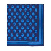 Zijden sjaal met schedelprint Alexander McQueen , Blue , Dames
