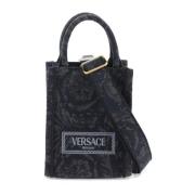Athena Barocco Mini Tote Tas Versace , Black , Dames