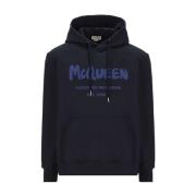 Logo Hoodie Sweatshirt met Trekkoord Alexander McQueen , Blue , Heren