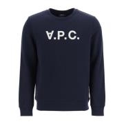 Flocked Logo Sweatshirt A.p.c. , Blue , Heren