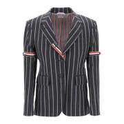 Gestreept enkellags jasje Thom Browne , Gray , Dames