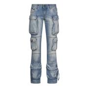 Blauwe Laaghangende Skinny-Fit Denim Jeans The Attico , Blue , Dames