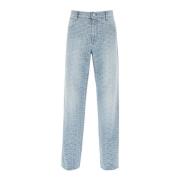 Monogram Straight Jeans Balmain , Blue , Heren