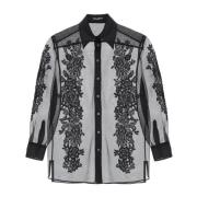 Zijden en Kant Organza Shirt Dolce & Gabbana , Black , Dames