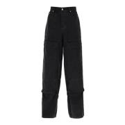 Wijde Cargo Broek Off White , Black , Heren